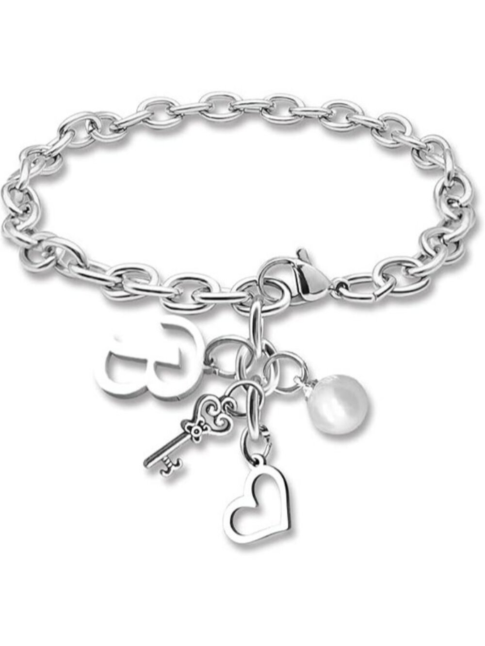 Letter B Initial Bracelet Stainless Steel Chain Bracelet Alphabet